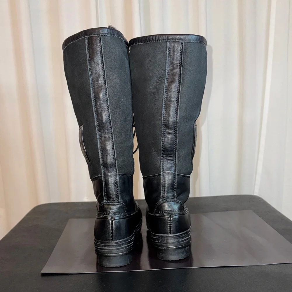 Atelier Noir By Rudsak Tall Black Lace-Up Winter Snow Boot Shearling And Leather - Picture 5 of 14